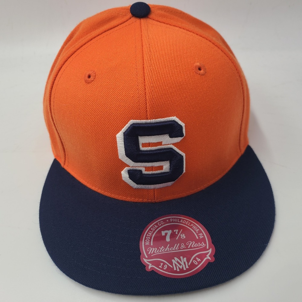 Syracuse Orange Hat Fitted 7 7/8 Mitchell & Ness Orange Blue NCAA Logo Wool Men